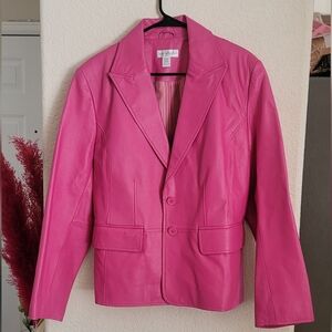 Vintage Y2K hot pink leather blazer size XL